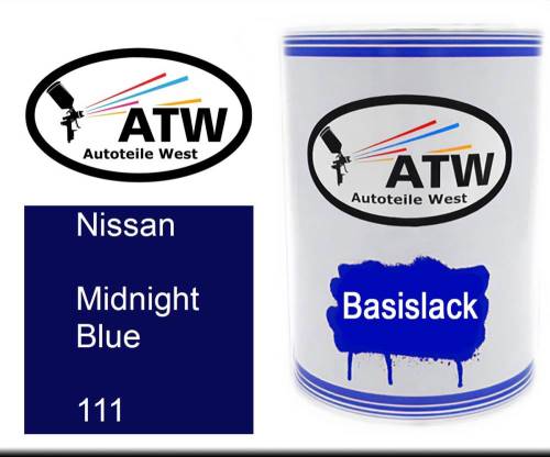 Nissan, Midnight Blue, 111: 500ml Lackdose, von ATW Autoteile West.